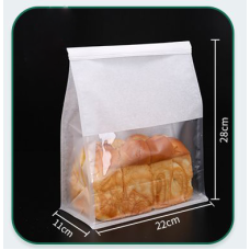 28 X 26 + 11CM White Paper Bags with Bottom and Side Gadget + Lock + Window 4 Layer Bag (50 Pcs)